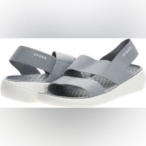 Literide by crocs gray slingback sandals casual summer womens size 10